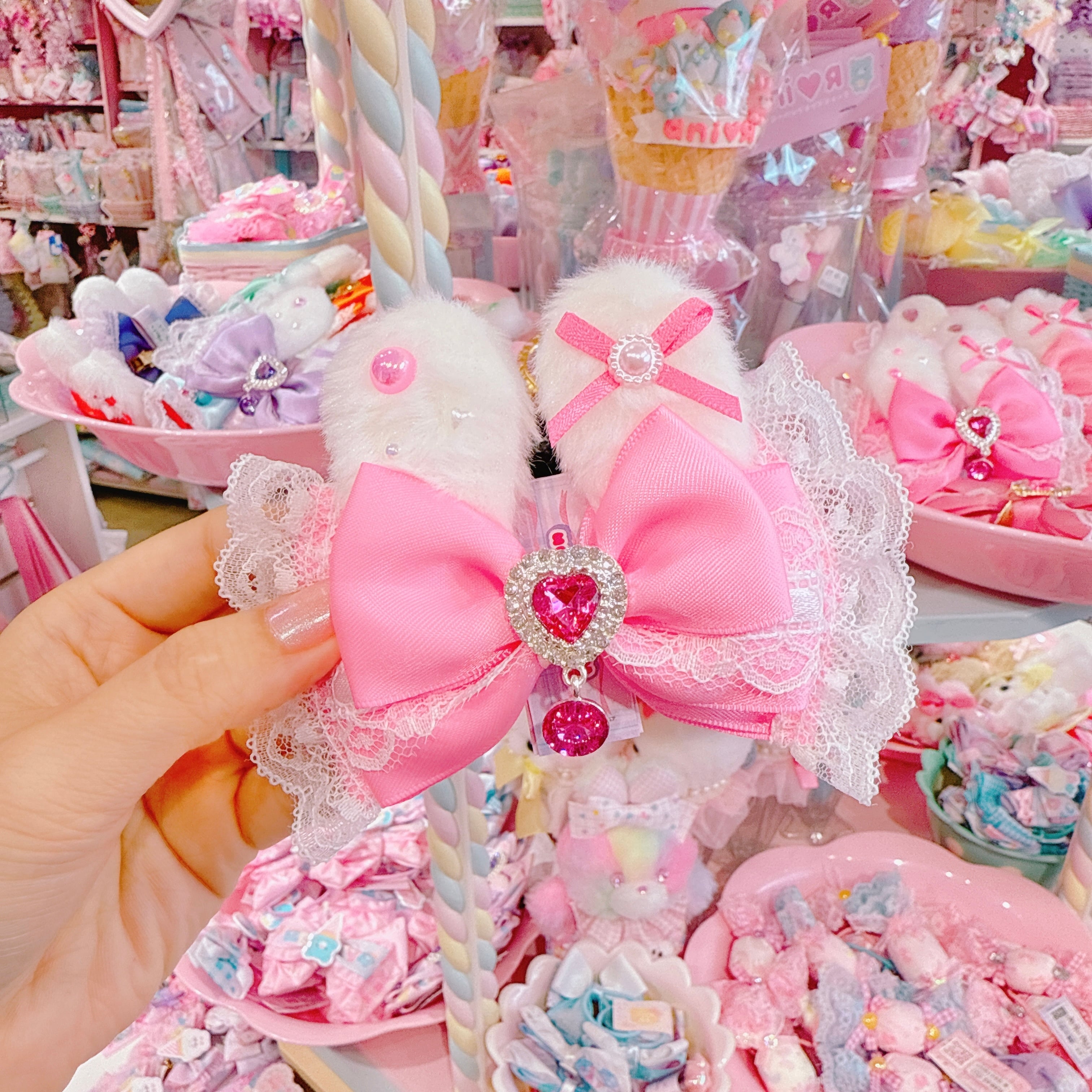 【F7】59-52うさ耳リボンヘアクリップ