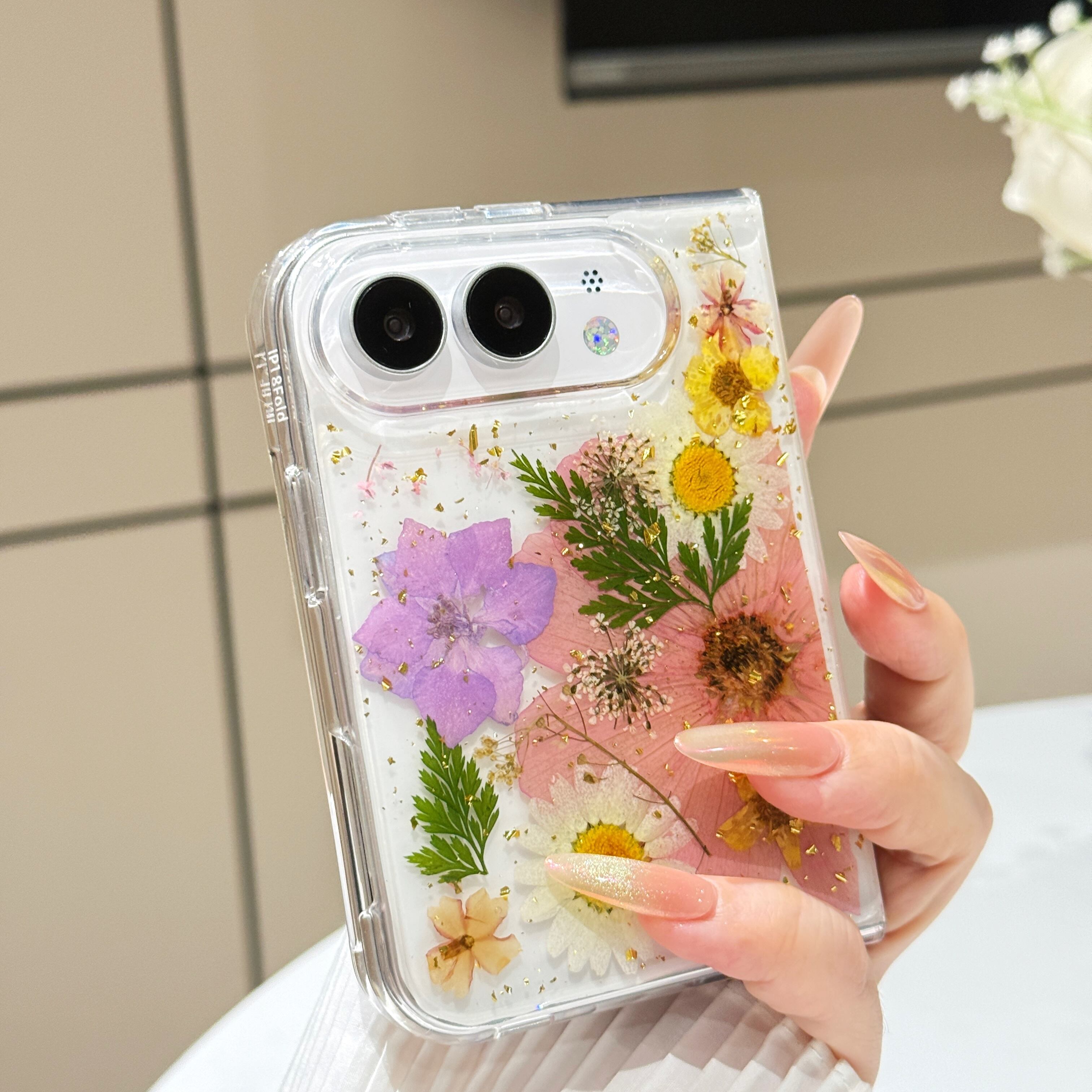 押し花 iPhone Duo ケース クリア おしゃれ ドライフラワー