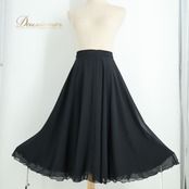 社交ダンス 衣装 スカート Chacott チャコット ブラック系 無地 シンプル レッスン 練習 黒 ダンス衣装 日本製 上品 ふんわり パーティー