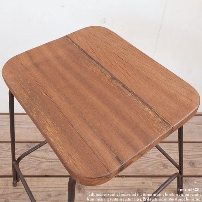 マホガニー古材とアイアンのスツール アンティークブラック