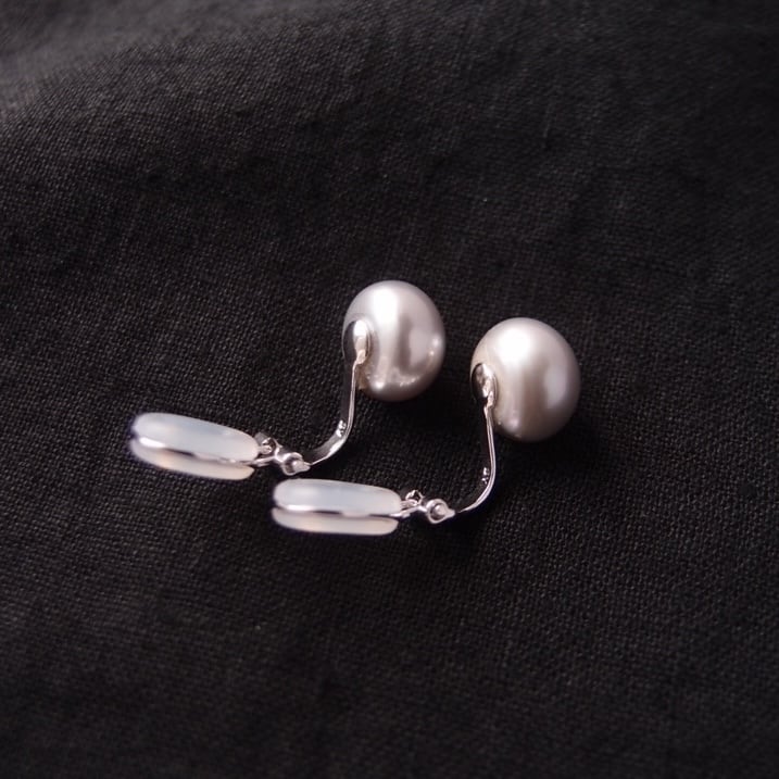 SV】Baroque Pearl Earrings／Gray・グレーバロックパール イヤリング