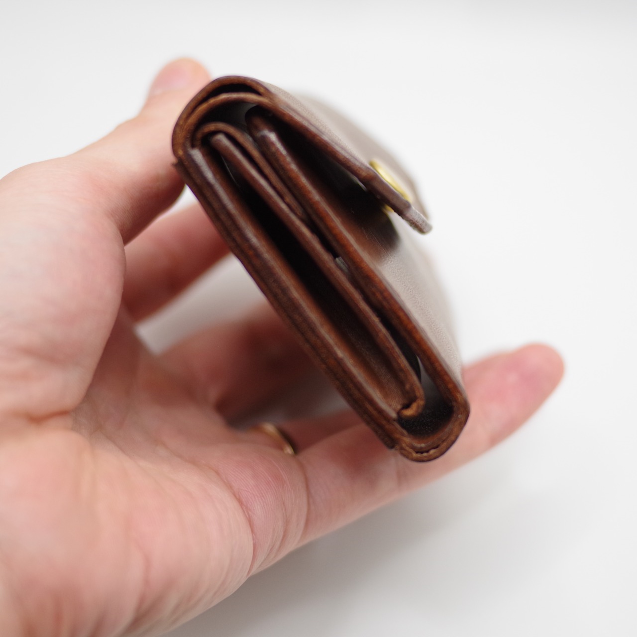 コンパクト3つ折り財布　茶