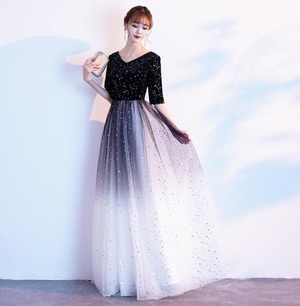 送料無料 未使用 発表会 舞台衣装 パーティ フォ－マル 星柄 チュール ドレス M [OPN2391]