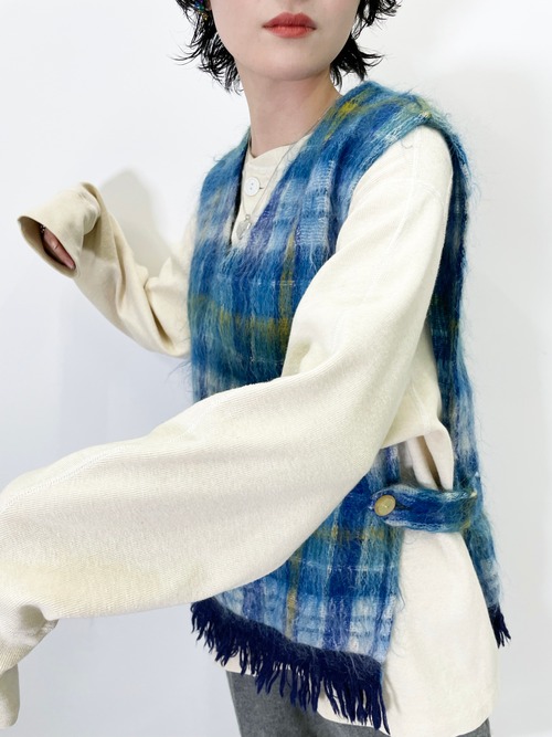 Vintage Plaid Mohair Knit Vest