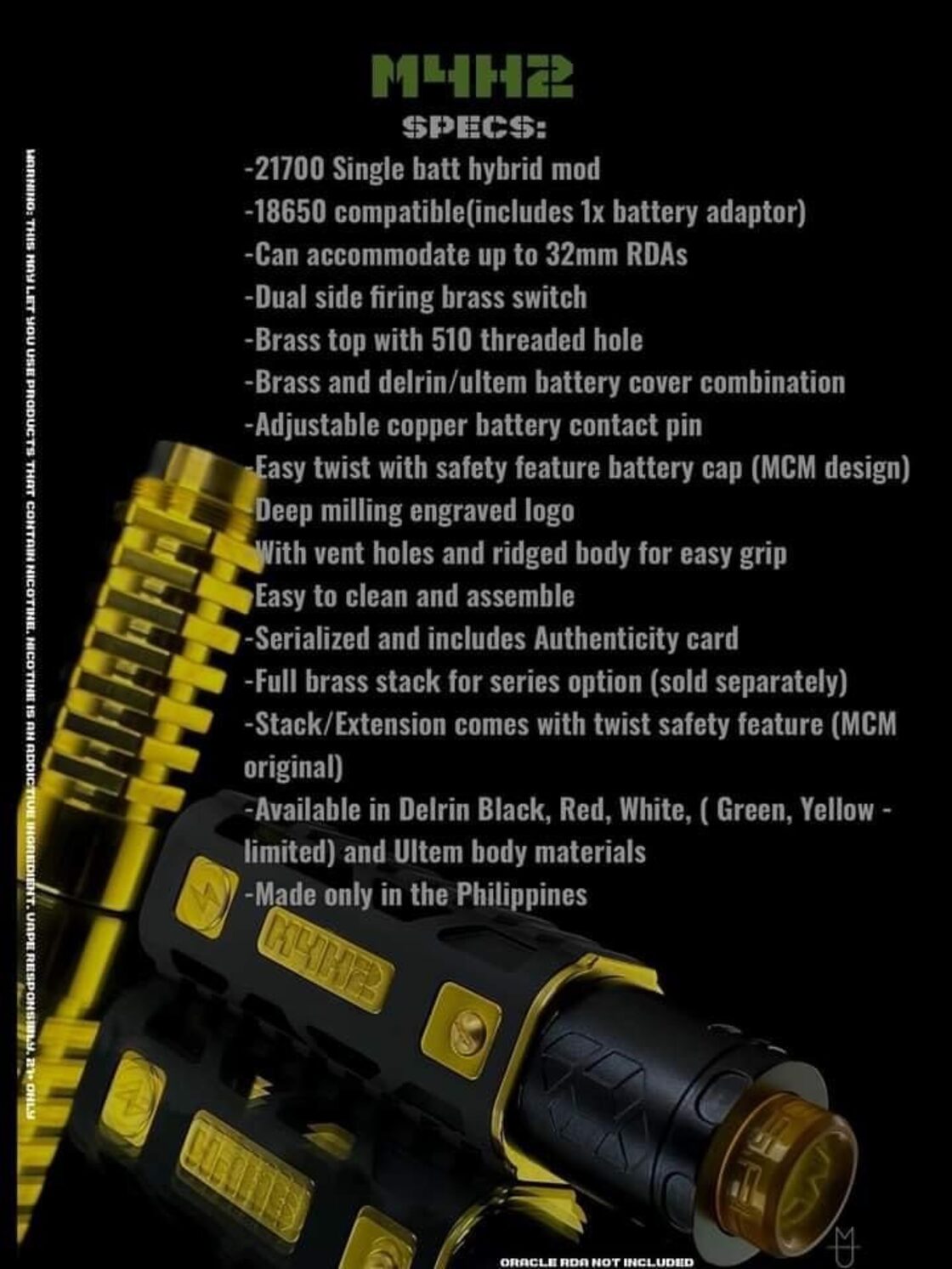 MCM MODS M4H2 MOD 21700 フィリピン VAPE | Pay ID