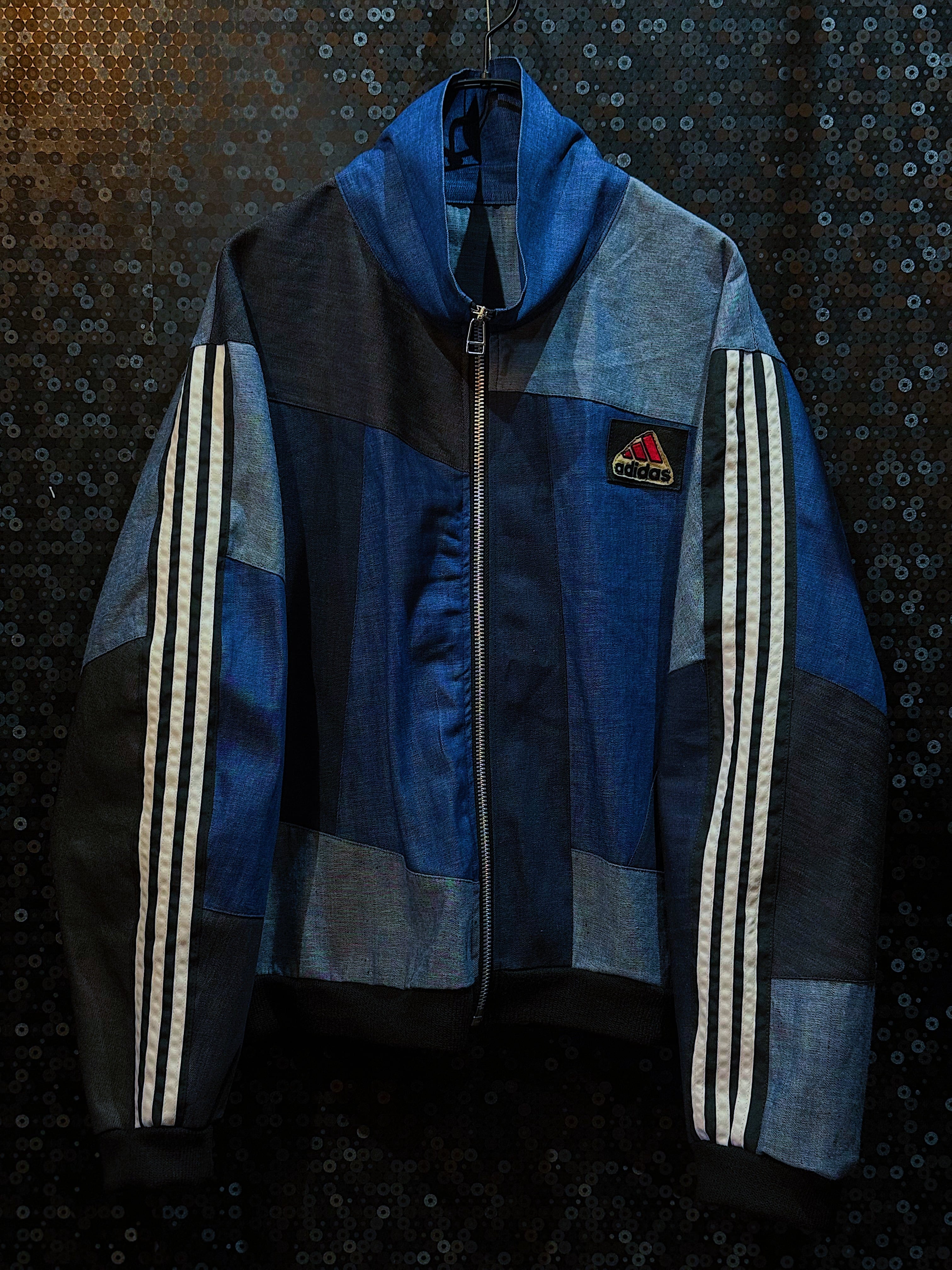 【ÆIEM】special" Original Re:make" denim patch work design stand neck track jacket