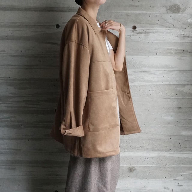 ソフトスエードシャツアウター