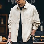 Double Layer Button-Down Long Sleeve Work Shirt ◇2color H0240