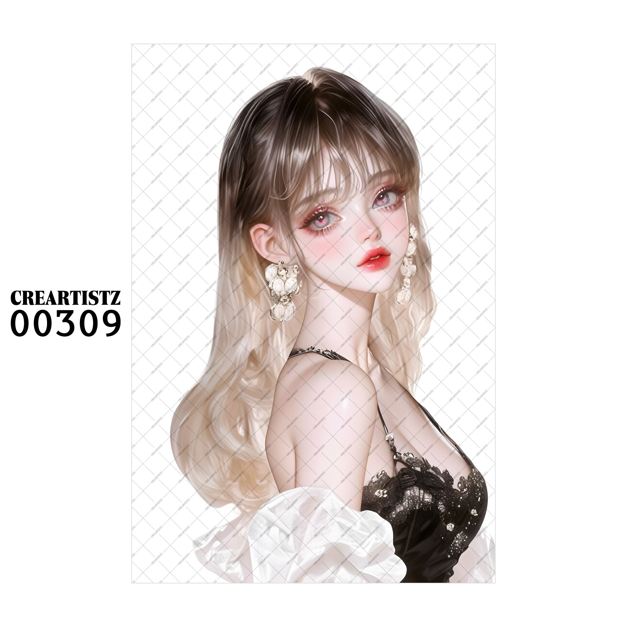 00309 ガール キュート オリジナル ペーパー/ステッカー 4枚セット CREARTISTZ