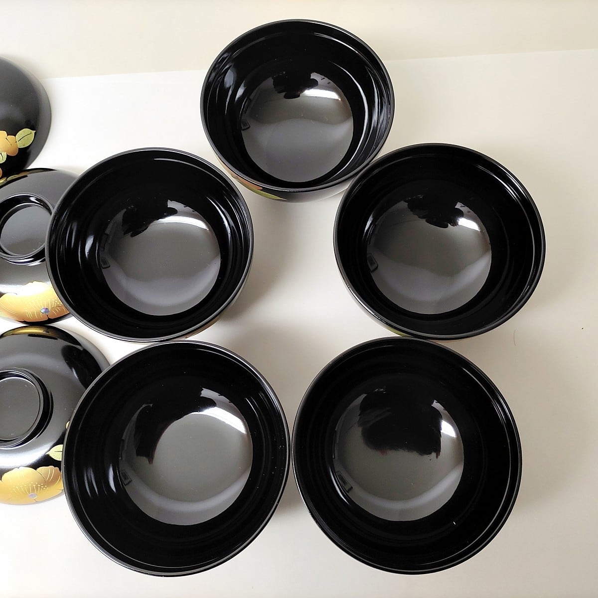 会津塗・汁椀・5客揃・漆器・和食器・桐箱付・No.230205-16・梱包