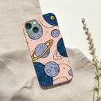 受注生産 iPhoneケース ピンク背景の惑星と月の星図｜天体図 STAR069C