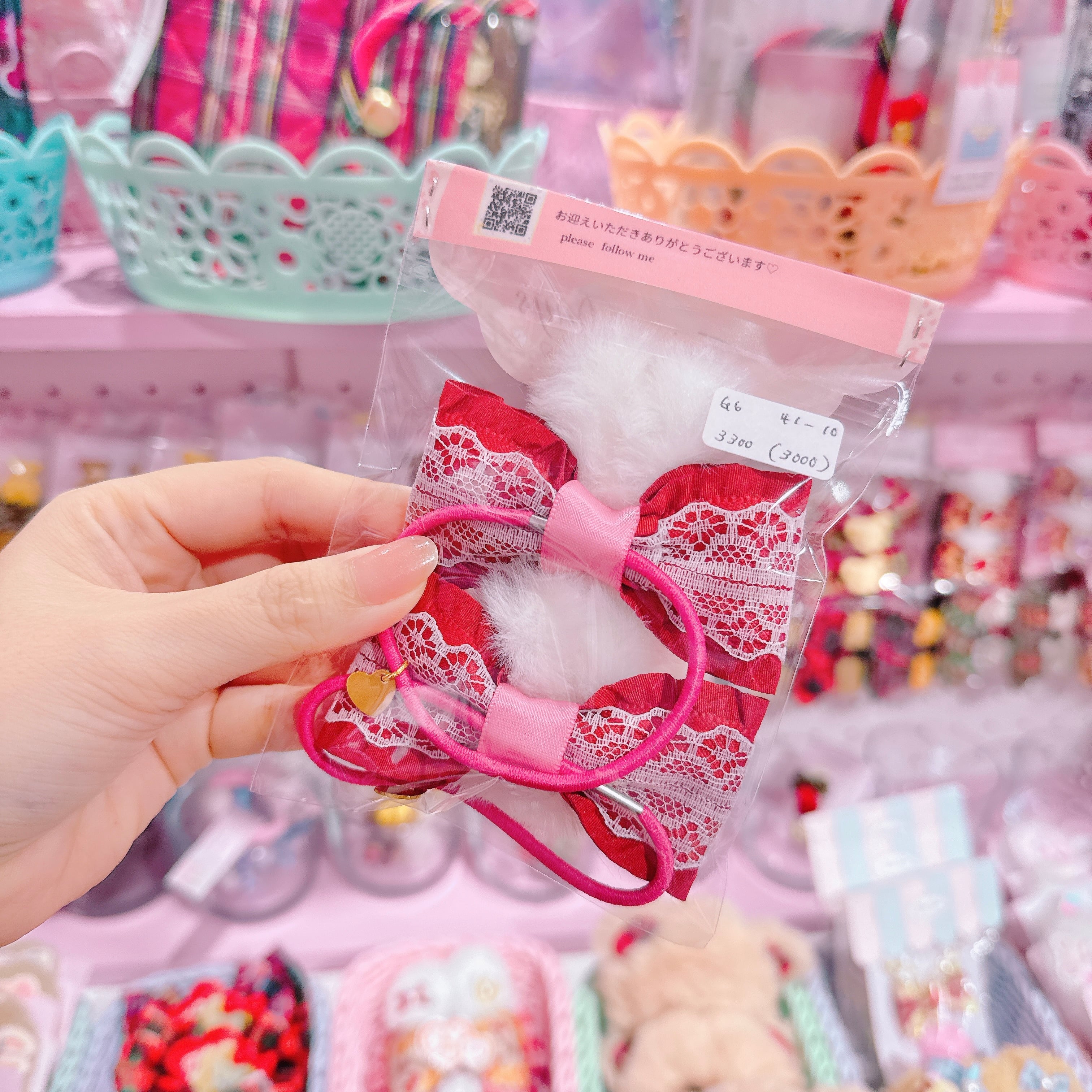 【G6】41-10モグモグちゃんレースツインヘアクリップ