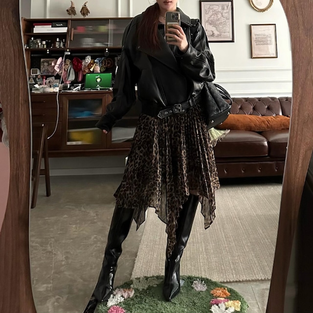 leopard print pleated skirt 10995