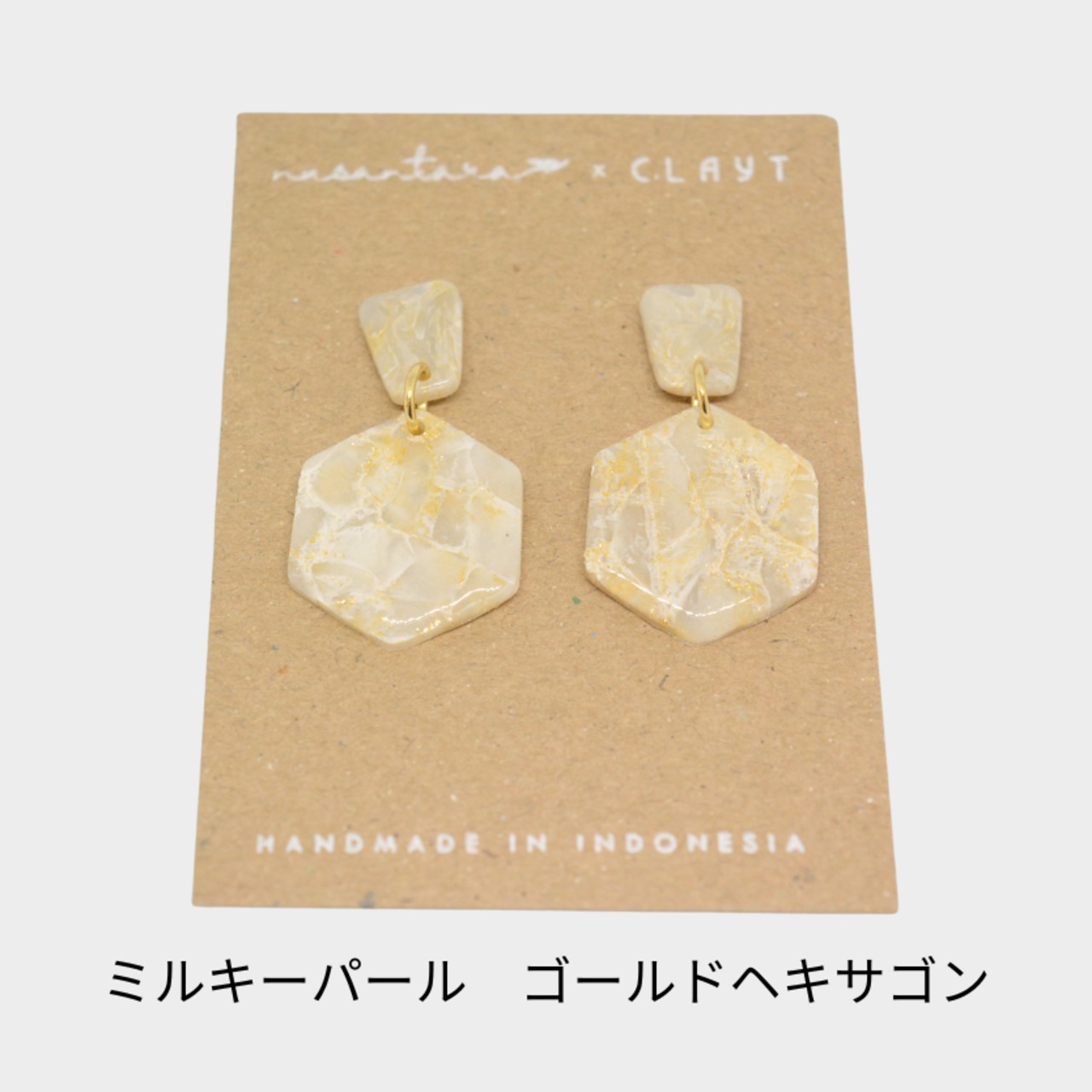 ミルキーパール【ゴールドヘキサゴン/半円型ラウンド/丸ハープ型/おうぎ型/半円型ゴールド】