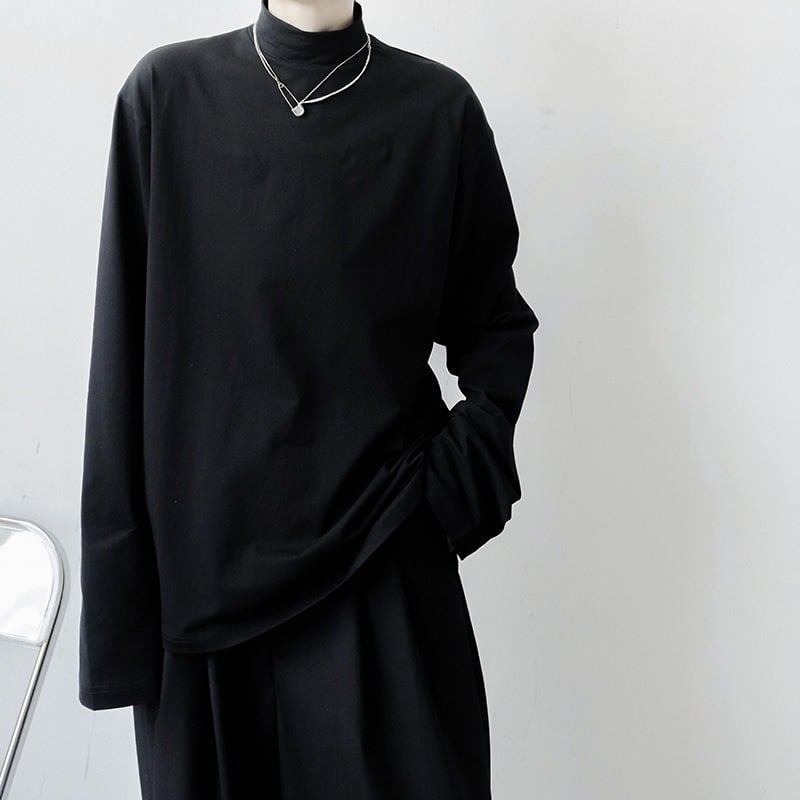 オーバーサイズロングスリーブハイネックトップス 2color MTO0369