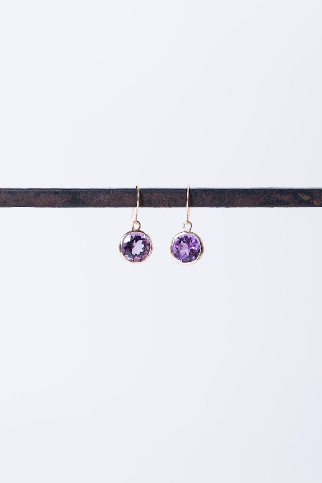 K10 Purple Amethyst Sparkling Earrings 10金パープルアメシストスパークリングイヤリング