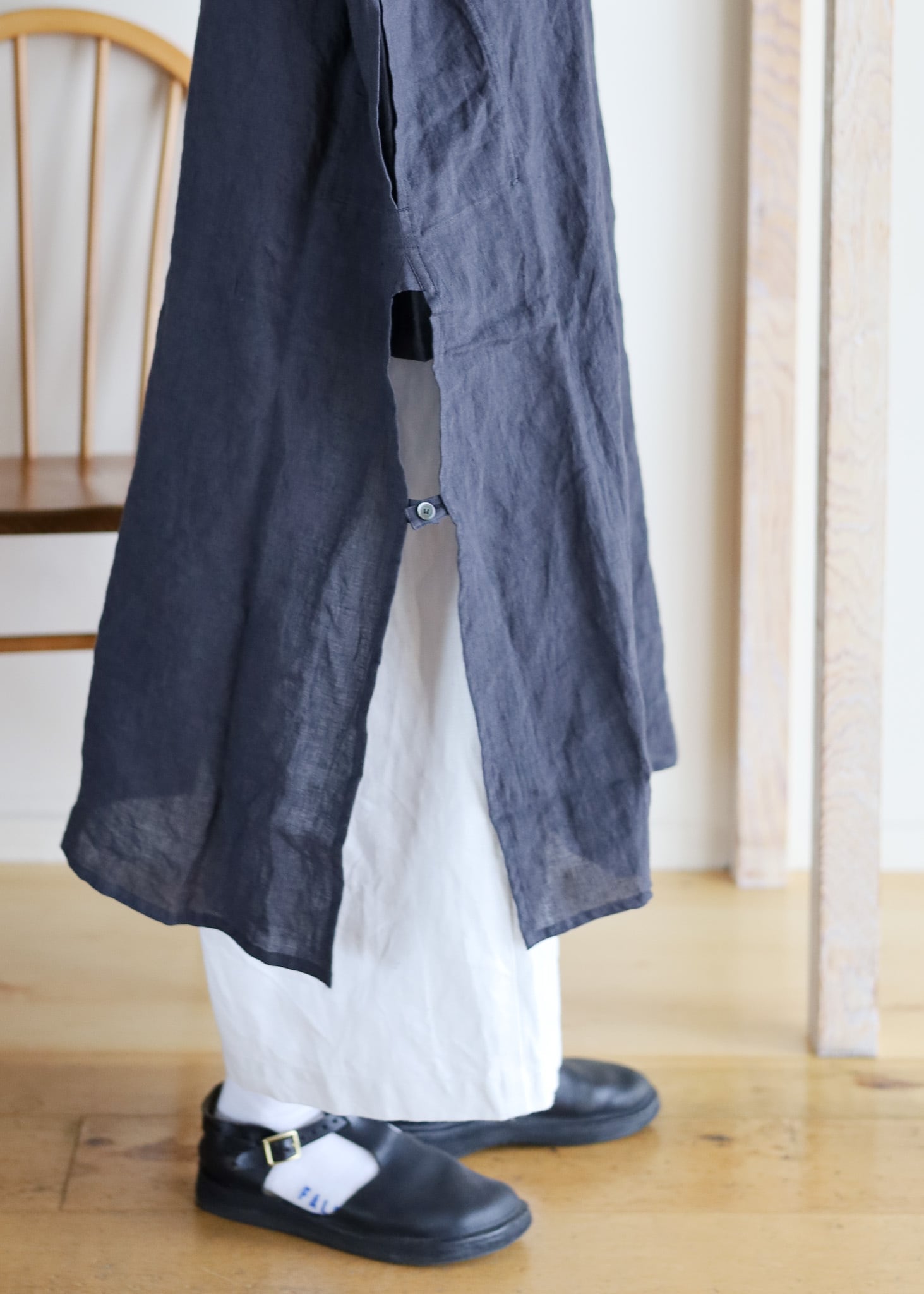 ヴラスヴラム　天然染めリネンカフタンシャツ Washed 60/1 Linen カフタンロングシャツ | ITEM | Vlas blomme