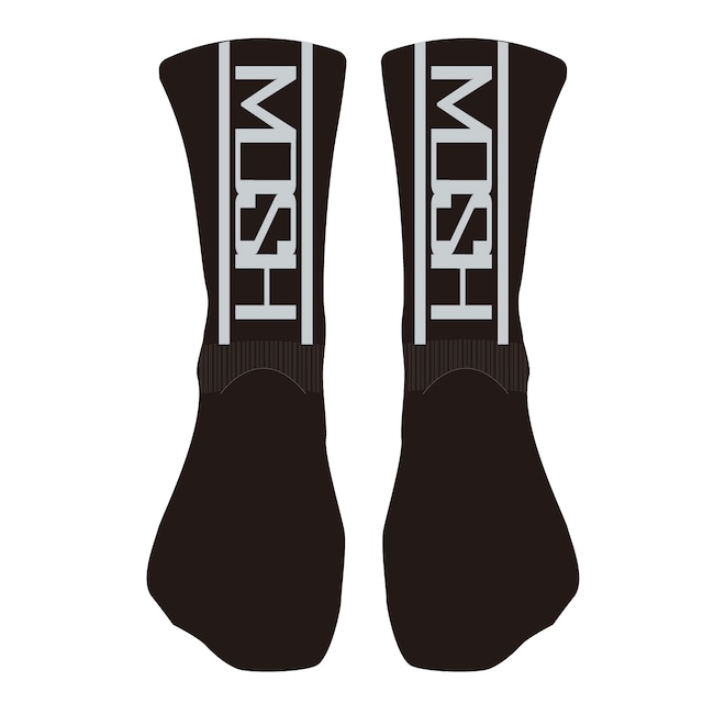 MOSH LOGO MIDDLE SOX（BLK×SLV）