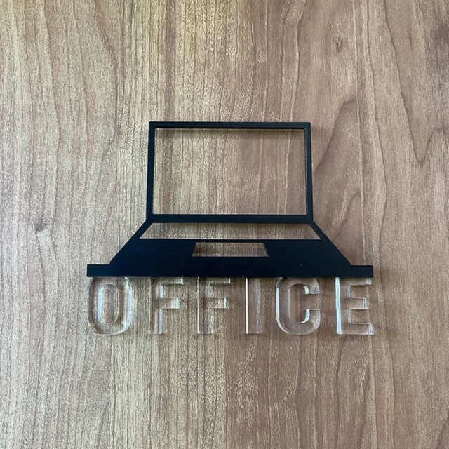 （送料無料）ルームサイン OFFICE ドア用 3Dアイコン クリア文字