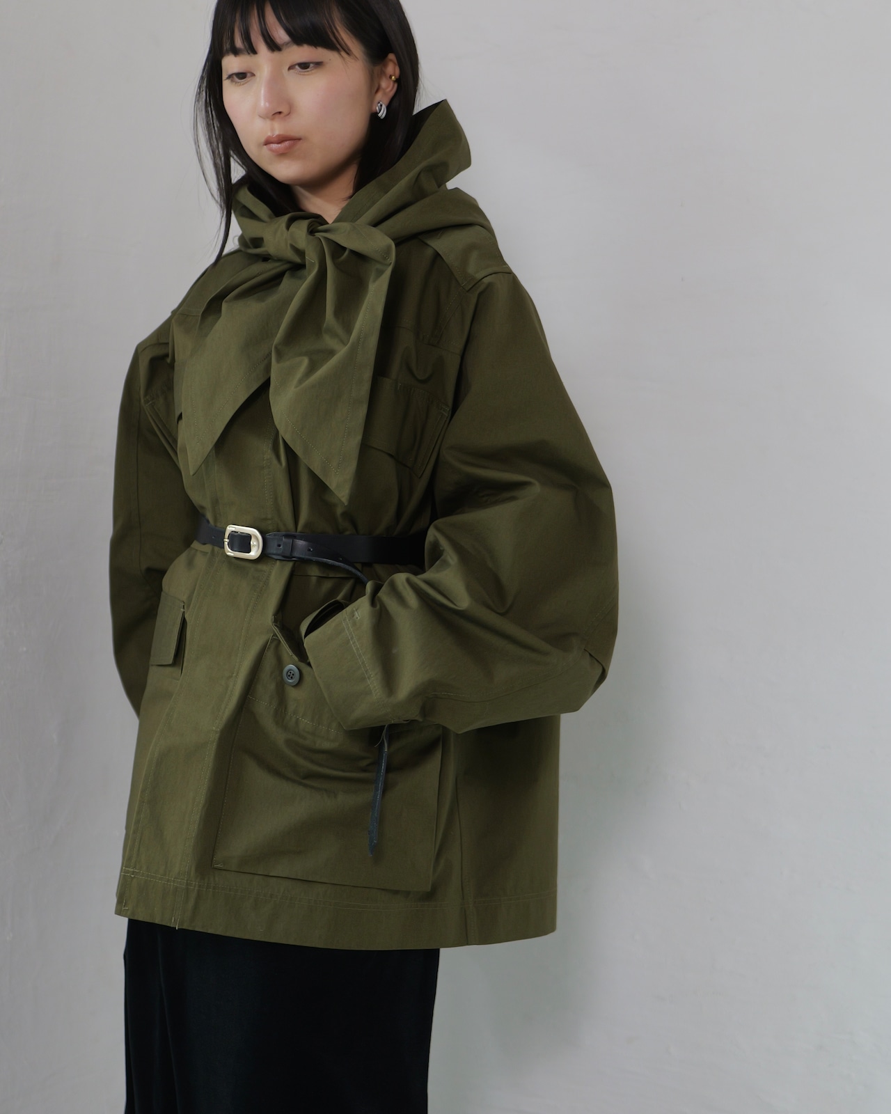 i’m here - Haoli Military Jacket :Khaki|フードストールドッキング/2WAY/ウェザークロス 入荷予定:2026.01.17(M 1点)