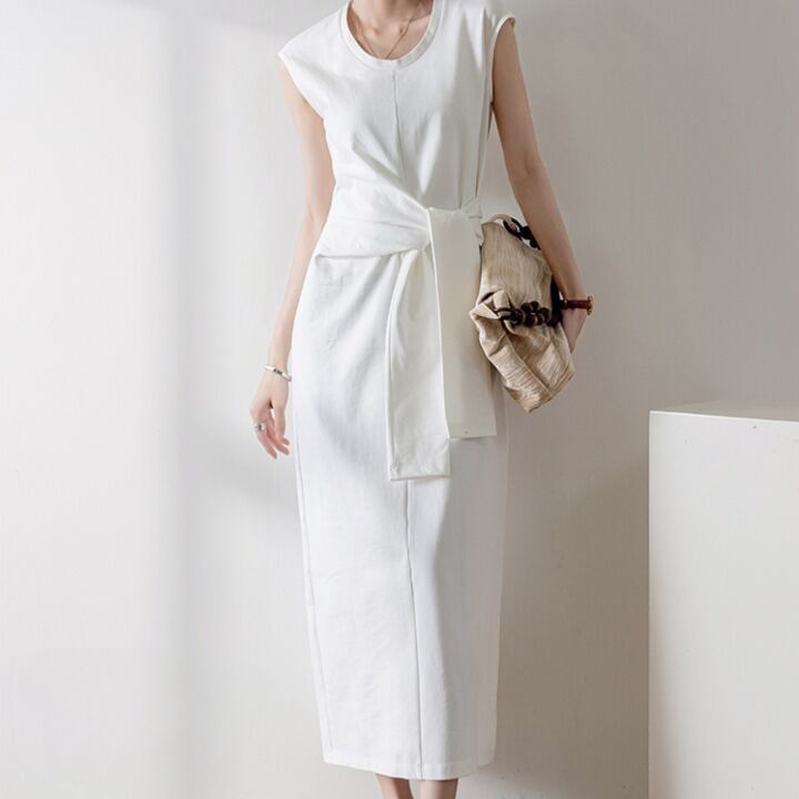 ロングベルト バックスリット ワンピース