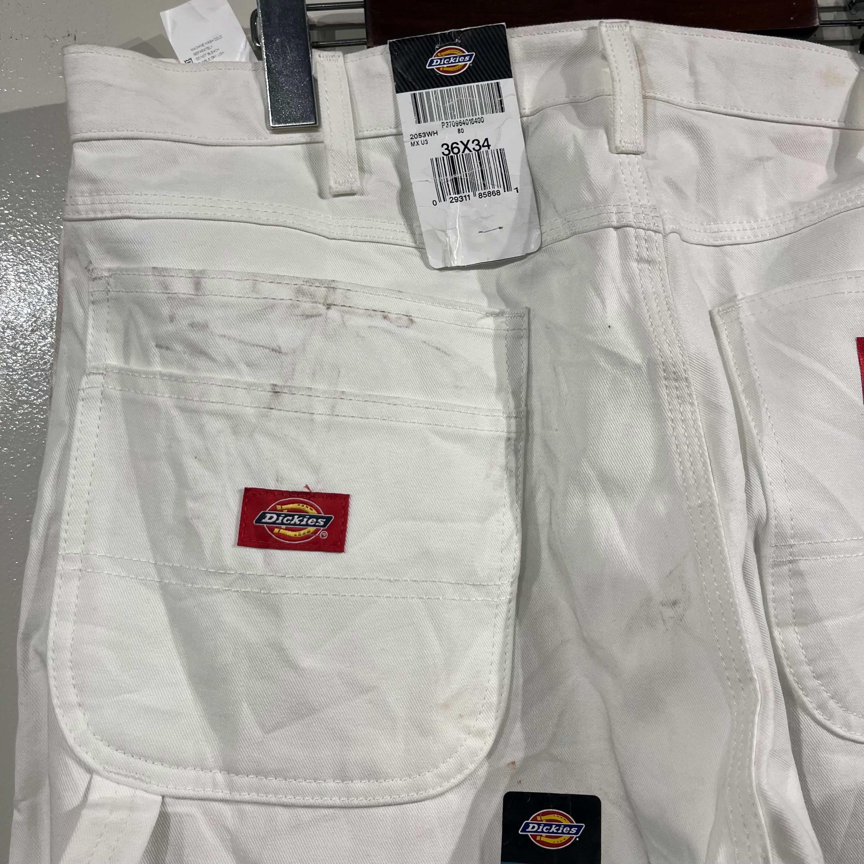 『W36×L34』Dickies ディッキーズ ペインターパンツ ダブルニー デッドストック 白 古着 古着屋 高円寺 ビンテージ