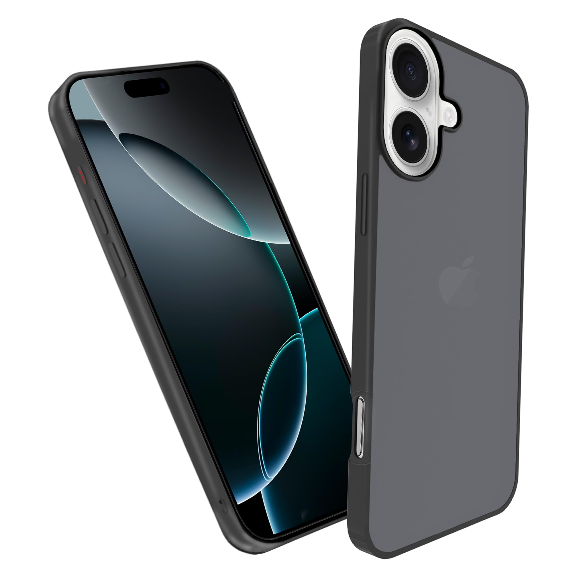 KPNS スマホケース 対応 iPhone16 用 ケース 米軍MIL規格 肌触りも良い 半透明 耐衝撃 超軽薄 指紋防止 黄変防止 アイフォン16 保護 カバー(ブラック)