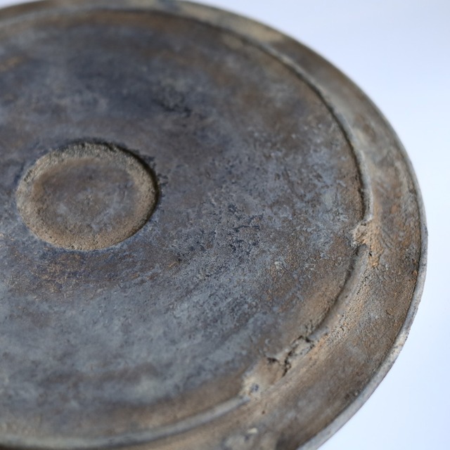 AS　荒川蓮太郎　11寸　白漆朽ち塗り丸盆