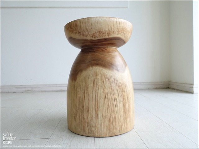 無垢材 マッシュルームスツールN01 イス 椅子 ベンチ 木製スツール 花台 ナチュラル モンキーポッド 送料無料