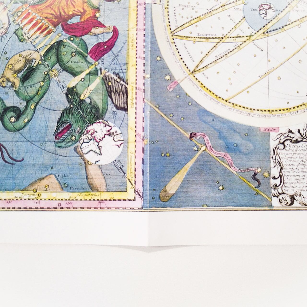 1742年の天文学 黄道帯星座図 古い写本の複製 Atlas Novus Sive