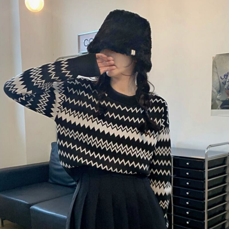 セーター レディーススタイルスタンダードパターントップス レトロ オータム 秋物 ウィンター 冬物 1号婦人43484057641