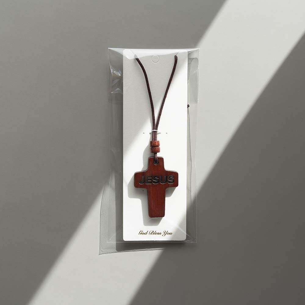 木製ペンダント【S】_十字架＆JESUS | ヒカリアレ