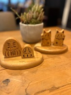 ウッドオブジェ だるま＆まねきねこ