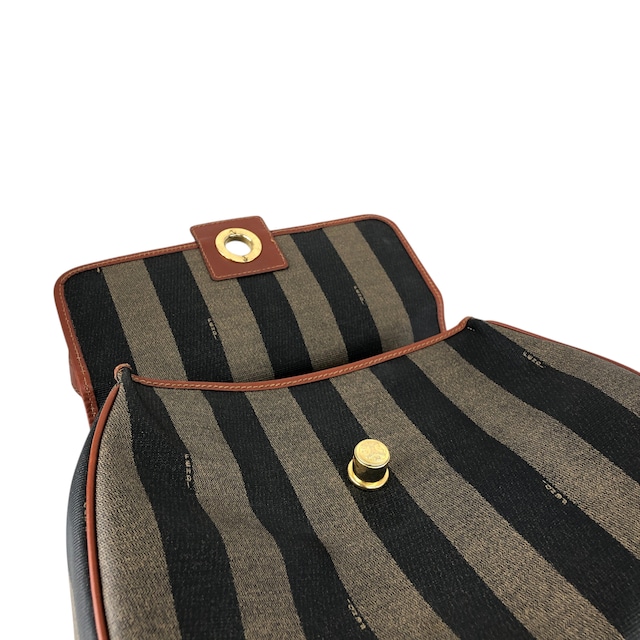 FENDI フェンディ ぺカンショルダーバッグ ブラウン ターンロック PVCレザー vintage ヴィンテージ オールド 6dw2b8