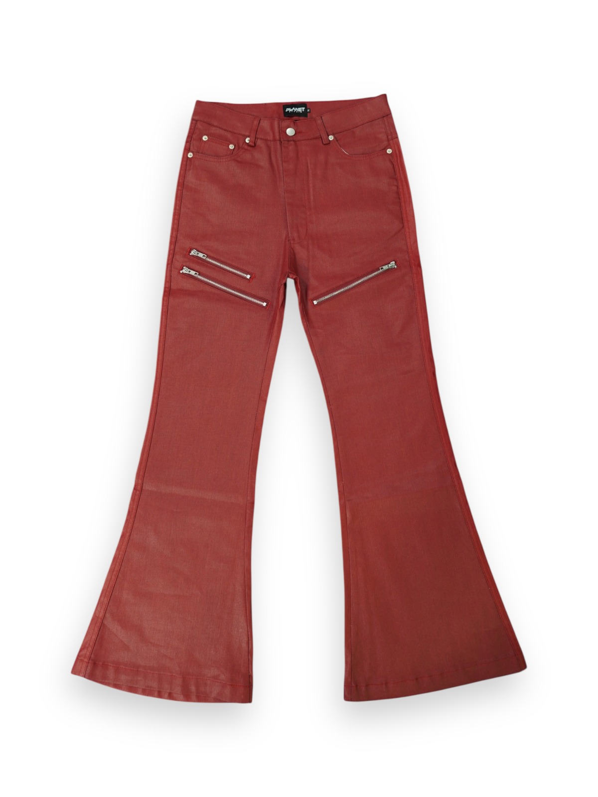 PLANET STUDIO】Gloss Coating Zip Flare Pants | OVERTURE WEB SHOP