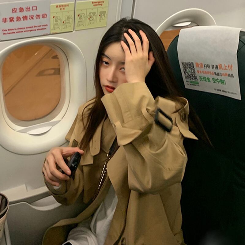 カーキジャケット スプリングオータムスタイルコート 春物 秋物 試着室46663401082