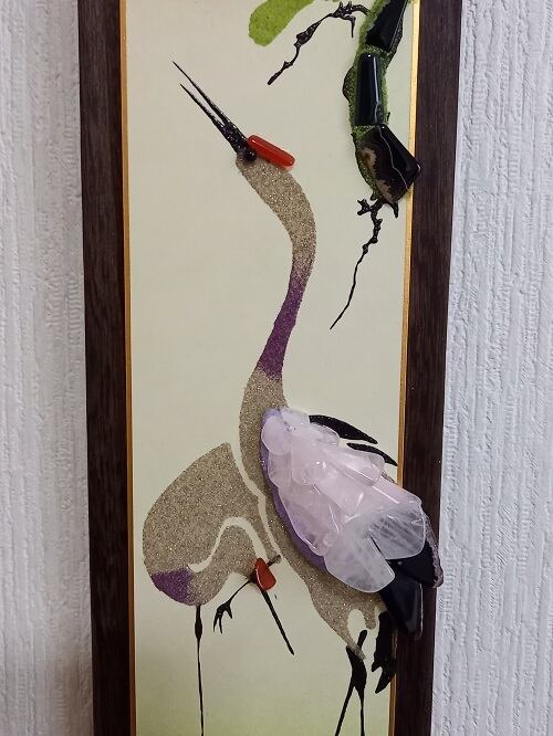 天然石短冊【鶴】