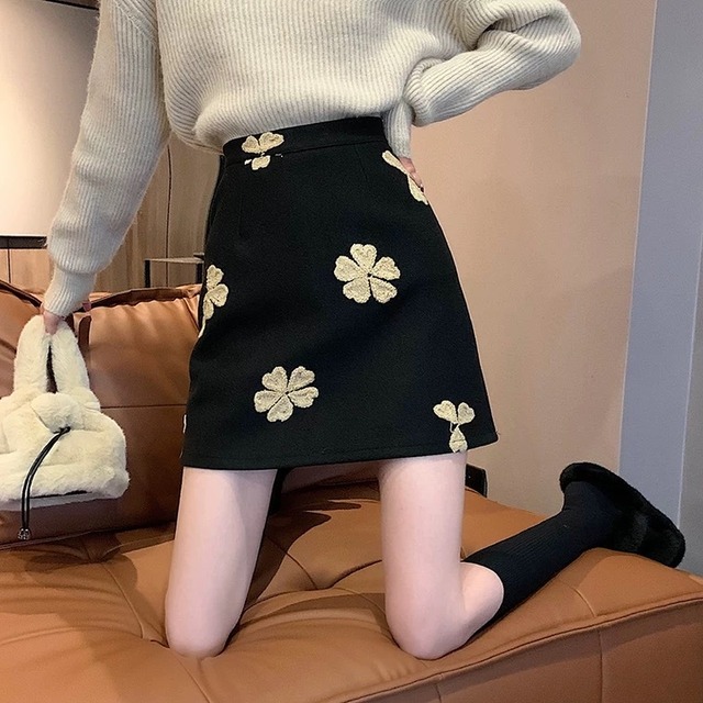 clover flower skirt 2color
