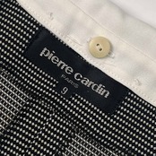 pierre cardin ピエールカルダン 丸襟付き ハーフボタン 総柄 半袖 ワンピース 9/ブラック レディース ビンテージ