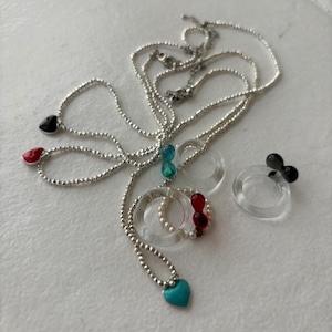 カラーハートネックレス・リング セット_LN03416_LN03417R