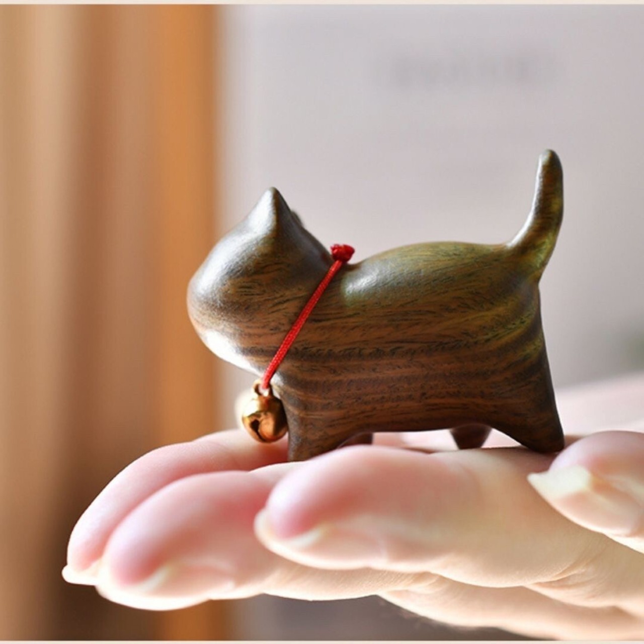 木製猫の置物 さんぽねこ ナチュラルな温もり感じる癒しのインテリア｜シンプル＆かわいいデザイン｜黒猫・ナチュラルウッドなど選べる4種｜猫好きへのプレゼントにも
