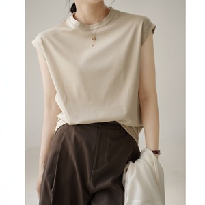 スーピマコットンキャップスリーブTシャツ 4color W01334