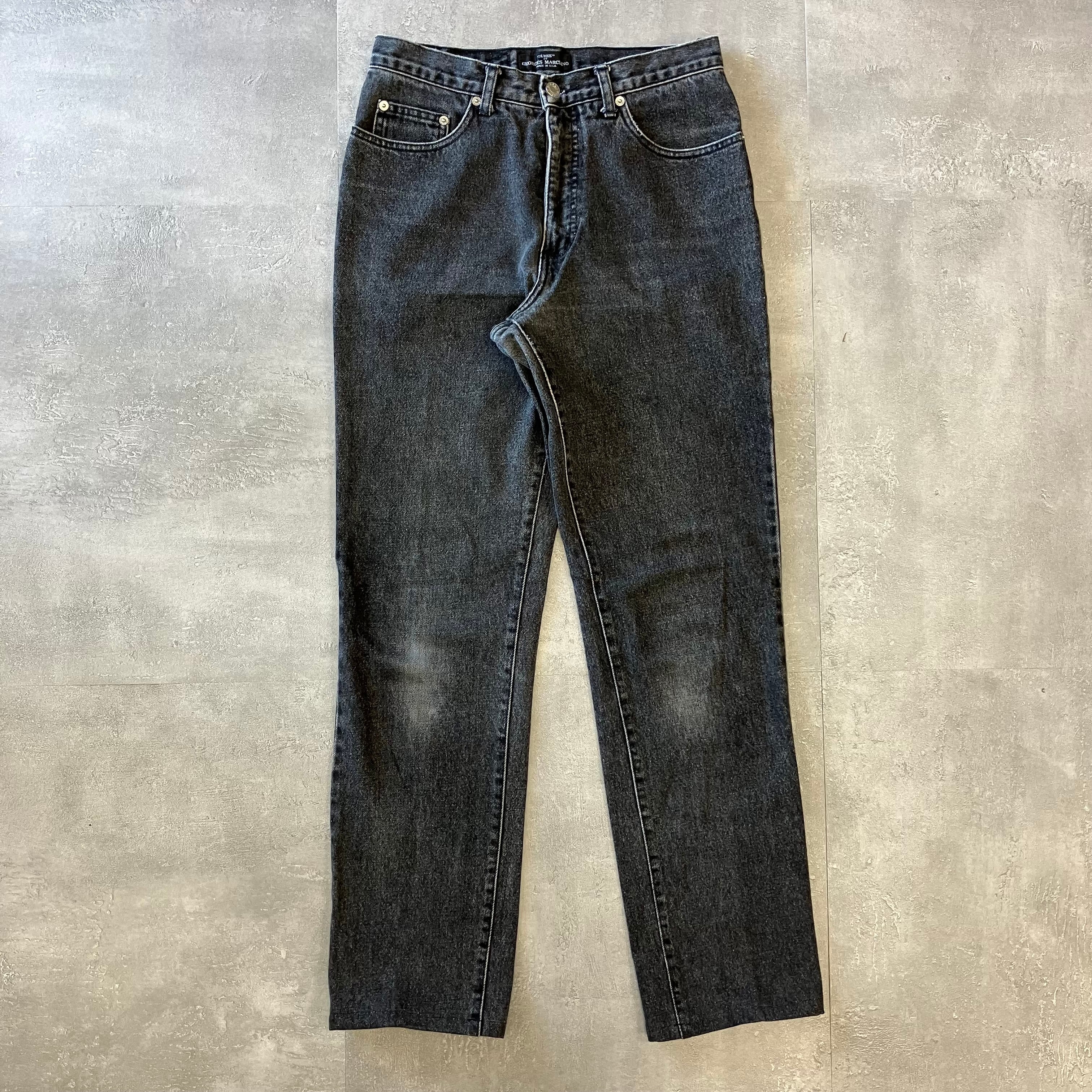 《実寸w28l30》GUESS 90s ブラックデニム 先染め No.1493