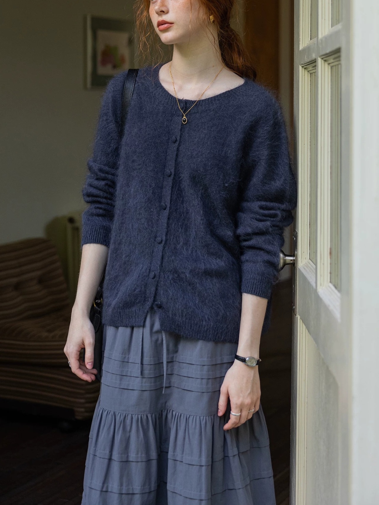 Délavé Gris Cotton Tiered Skirt F0820
