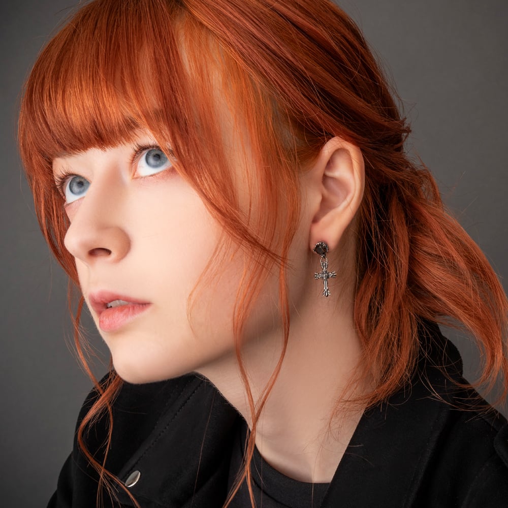 クロスクラウンピアス 片耳用 AKE0112 Cross crown earring シルバー