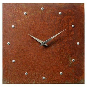 インテリア　メタルクロック Rusty Iron Square Metal Rustic Wall Clock 12-inch -