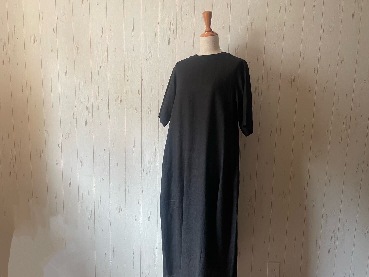 nofl】リネンワンピース ブラック ノフル リトアリネンバルーン