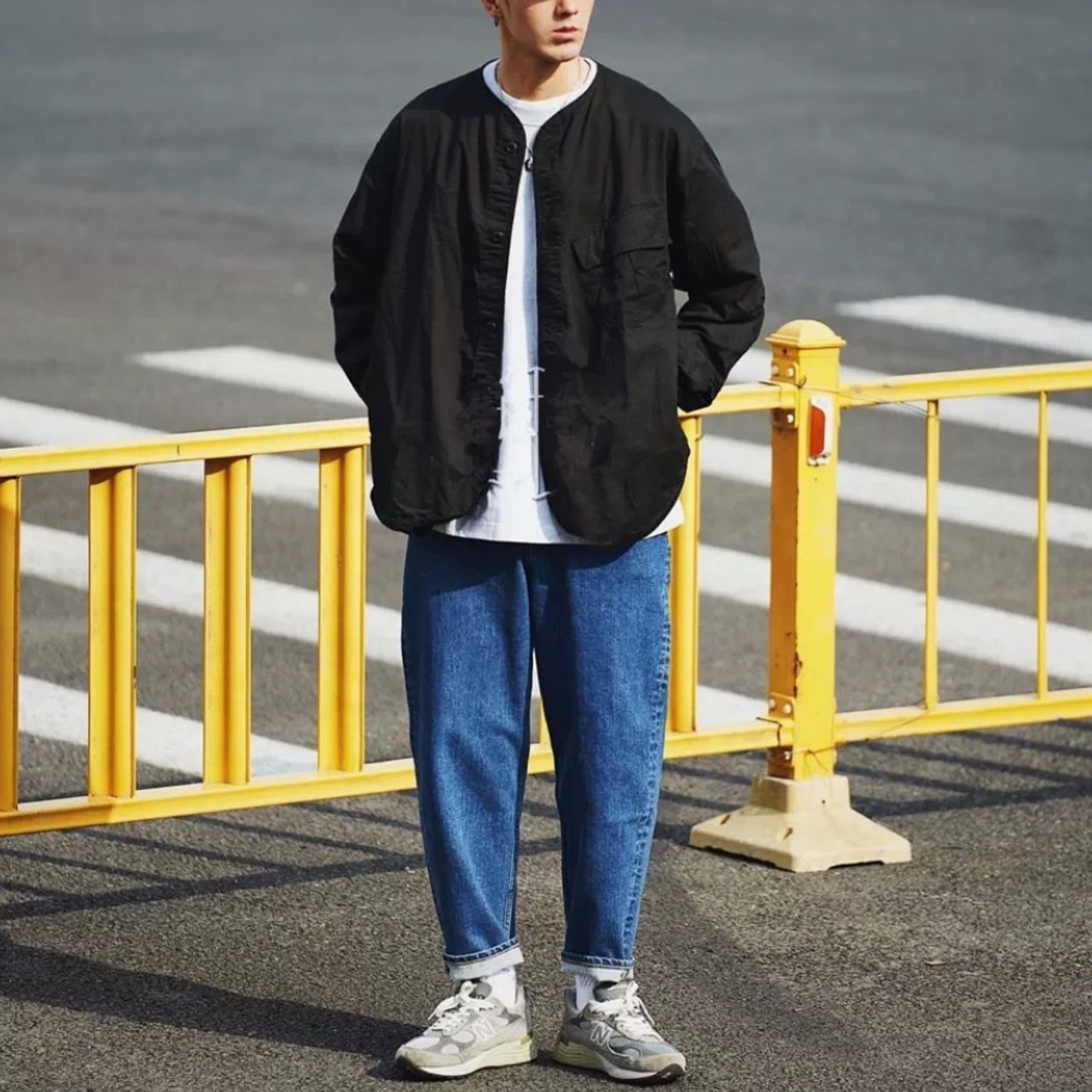 Henry neck button down shirt 0289 - 4