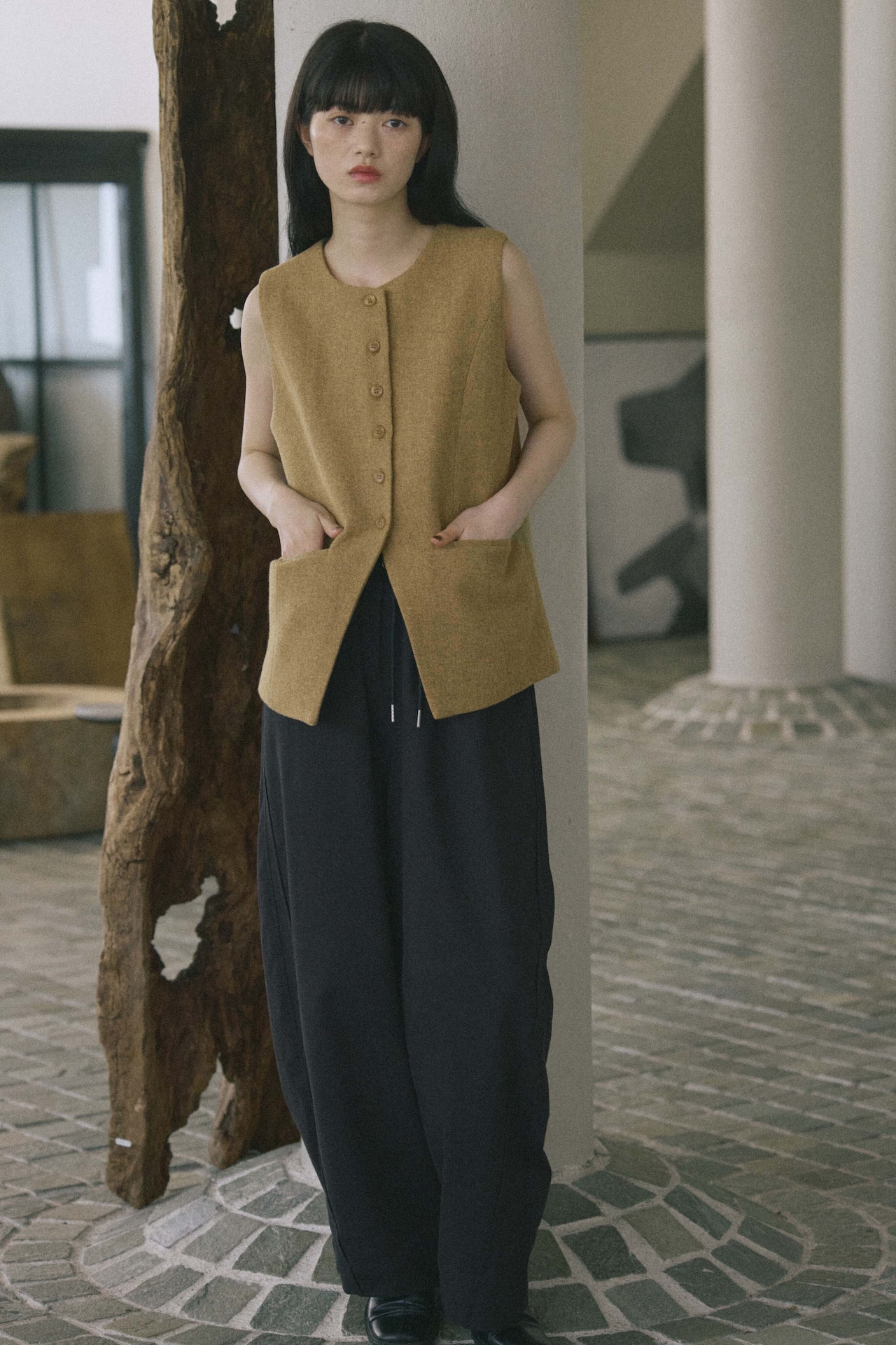 DU260716 Tweed Crew Neck Vest【set up可】【一部予約商品10月中旬】