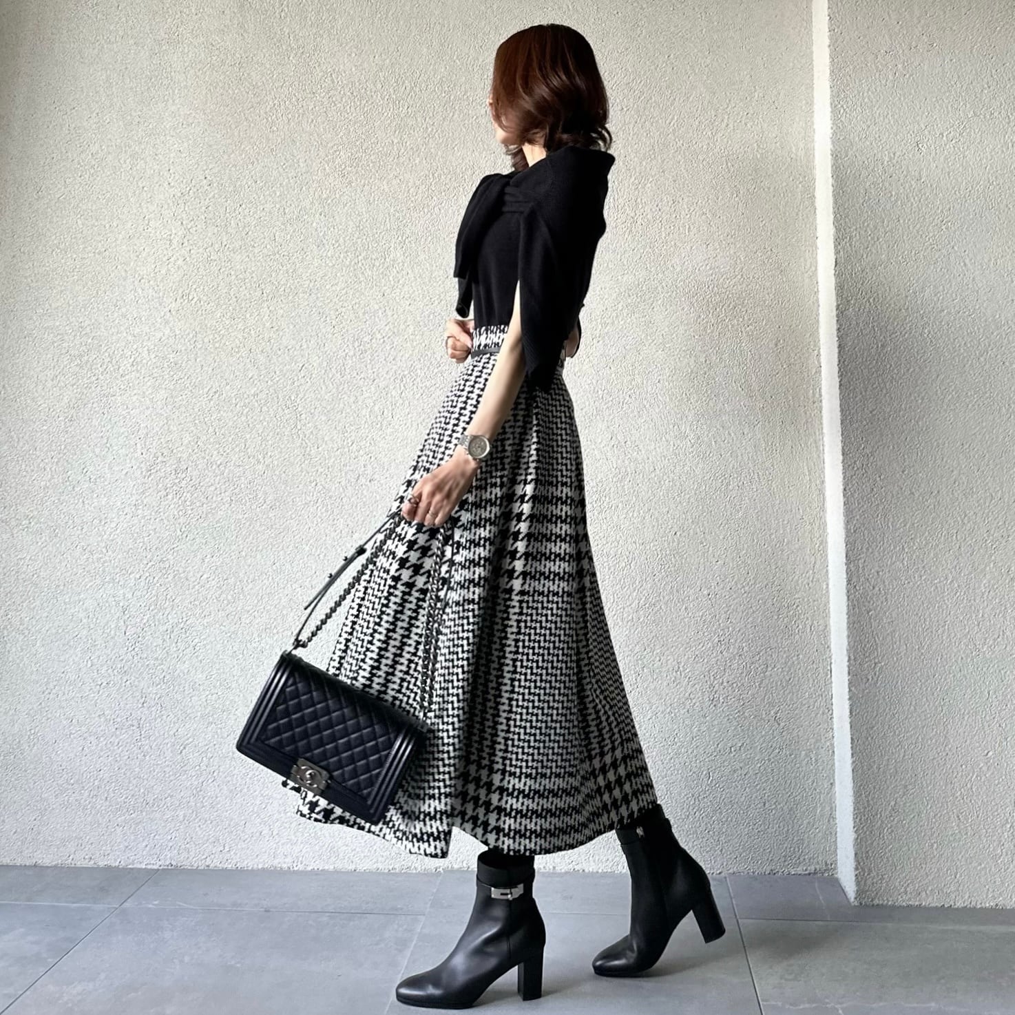 SYSORUS × akko3839 ハウンドトゥースツイードタックスカート SYU-0053  